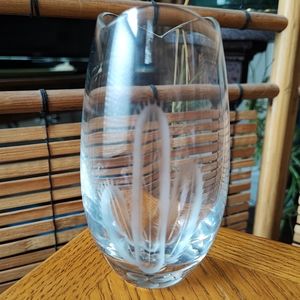 Mikasa or Orrefors Etched Crystal Cactus Scalloped Edge Bud Flower Vase NEW